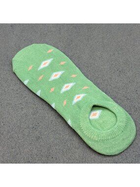Green Diamond Pattern No-Show Socks For Women White Peach Light Blue One Size